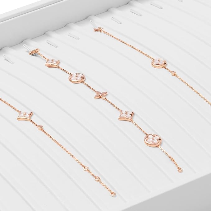 Oirlv Premium White Leather Stackable Jewelry Tray 18 Gird Necklace Bracelet Organizer Showcase Necklace Display Tray - Image 6