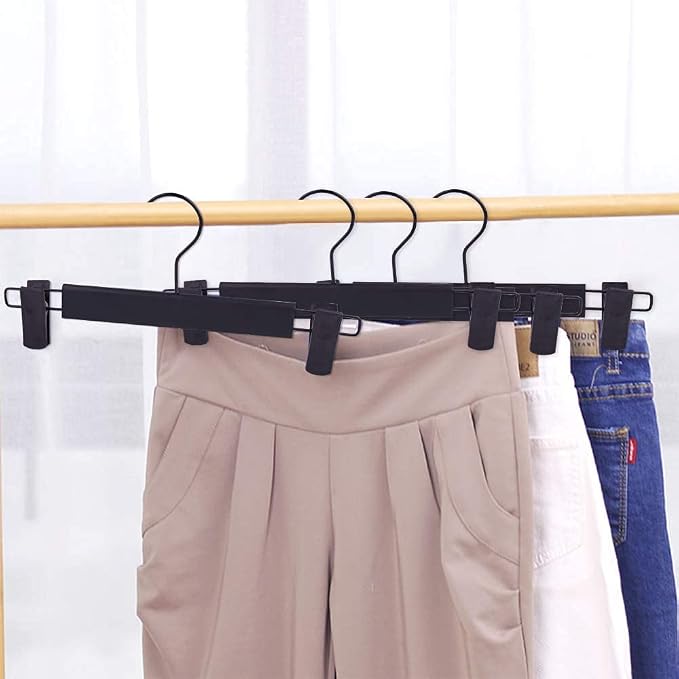 Skirt Hangers，Pants Hangers with Clips，360 ° Swivel Hooks Space Saving Hangers for Pants, Skirts, Clothes, Jeans (20Pack, Black) - Image 5