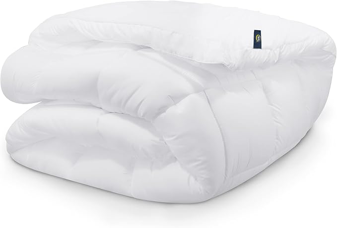 SERTA Down Illusion Soft Hypoallergenic 2 inch Pillowtop Simple Fit Mattress Topper, King, White
