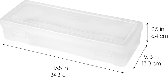 IRIS USA Pencil Case Boxes, 6-Pack, |Made in USA|, Plastic Bead Organizing Containers with Snap Lid for Arts, Crafts, Ephemera, Stickers, & Dance Cheer, Clear - Large - Image 2