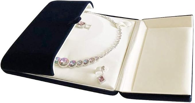 Premium Grade High End Presentation Blue Velvet Jewelry Box for Ring Necklace Bracelet Whole Set (Jewelry is not included) - Image 6