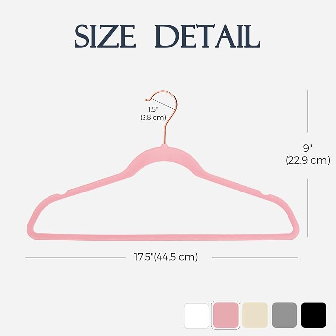 HOUSE DAY Pink Velvet Hangers 360 Pack, Premium Non-Slip Felt Clothes, Sturdy Heavy Duty Coat, Durable Hangers for Suits, Space Saving with No Hanger Mark, 360° Swivel Rotating Rose Gold Hook - Image 7