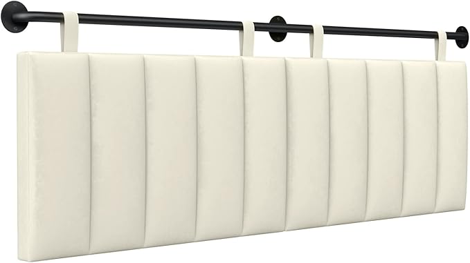 BSHOMGI King Headboards Only Wall Mounted Headboard for BedroomComfortable Velvet Vertical Channel Headboards for Adjustable Size Bed (Velvet Beige, King)