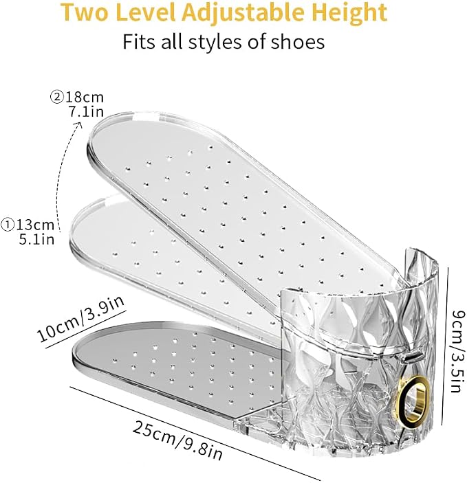 Shoe Slots Organizer, Adjustable 10 Pack Shoe Stacker for Closet Storage, Clear Double Layer Space Saver, Durable and Stackable Shoe Holder for Sneakers Heels and Flat - Image 2