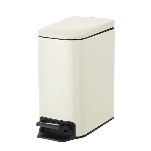 Cesun Small Bathroom Trash Can with Lid Soft Close, Step Pedal, 6 Liter / 1.6 Gallon Stainless Steel Garbage Can with Removable Inner Bucket, Anti-Fingerprint Finish (Creamy White) by Cesun