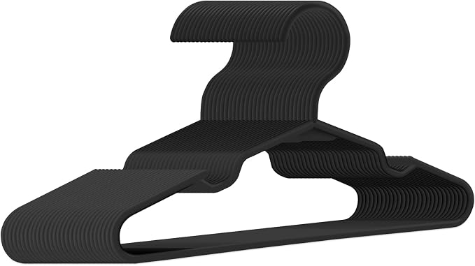 Baby Hangers for Closet 60 Pack Black Plastic Kids Children's Clothes Hangers Non-Slip (Black, 60) by trusir