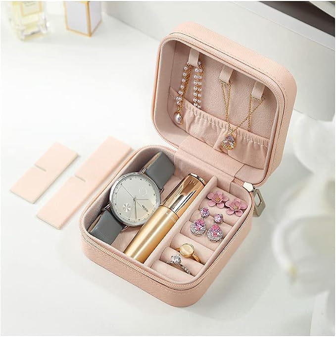 TRODANCE Mini Jewelry Travel Case, Small Portable Jewellry Organizer Box Portable Display Storage Box for Rings Earrings Necklaces, Gifts for Girl, Women, Wedding, Birthday, Mom, Mother's Day (Pink) - Image 7