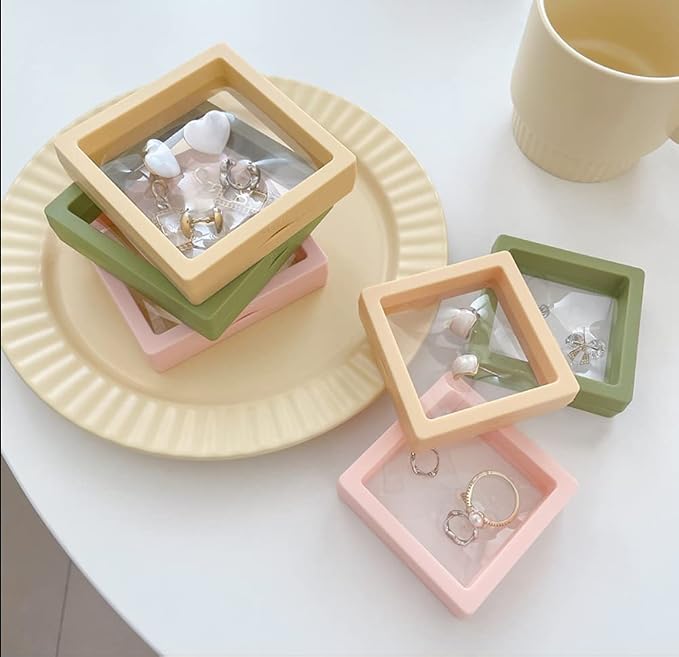 12PCS 3D Floating Frame Display Stand, Jewelry Box, Gift Box, Ornament Organizer, Small Travel Jewelry Box, PE Film Anti-Oxidation, Suspended Display Box Stackable (2.75 * 2.75，Type 2) - Image 3