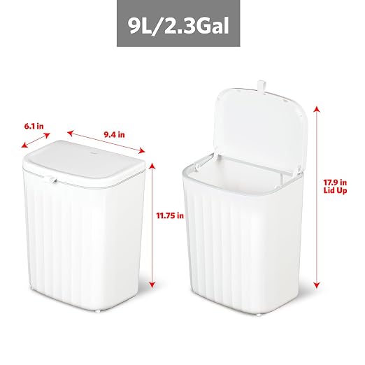 Glad Roomate Under Counter Waste Bin | Space Saving Small Trash Can for Kitchen Cabinet, Bathroom or Office | Dual Lid for Ease of Opening, 9 Liter, White - Image 2