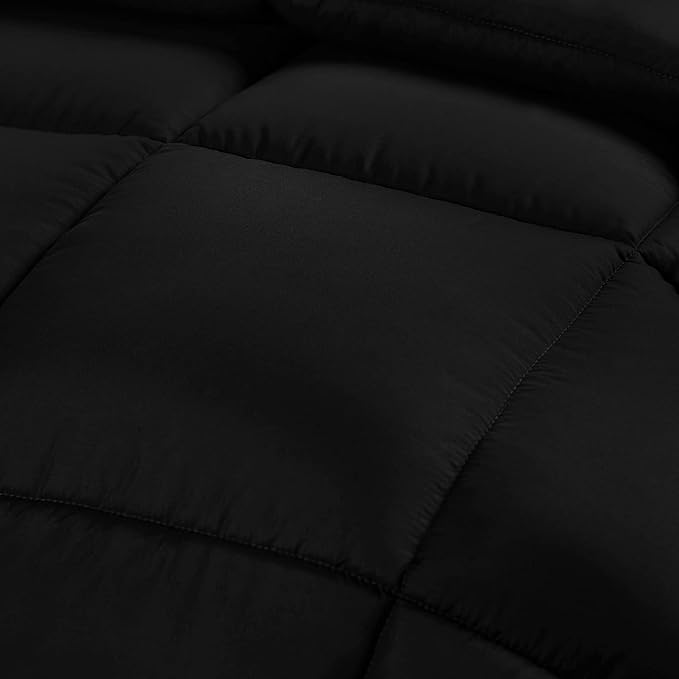 Utopia Bedding Comforter Duvet Insert, Quilted Comforter with Corner Tabs, Box Stitched Down Alternative Comforters Twin Size (Black/Grey)
