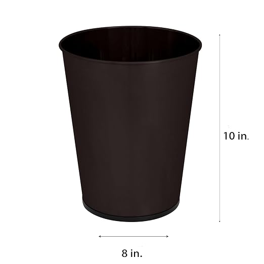 Bath Bliss 5 Liter Small Wastebasket | Round Open Top | Trash Can | Bathroom | Bedroom | Kitchen | Office | Dorm | Disposal Waste Bin | Garbage | Metal | Oil Rubbed Bronze - Image 5