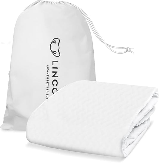 Lincove Quilted Fitted Mattress Protector, King – Elastic Mattress Protector – Bed Topper Covers Up to 16 Inches Deep, 100% Cotton, Breathable Braided Texture, Machine Washable & Dryer Safe