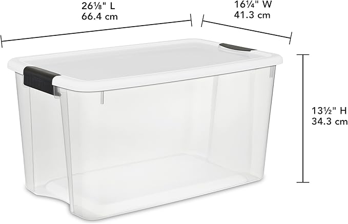 Sterilite 4 Pack Ultra Latching Box, Storage Bins with Lids, Clear Plastic, 70 Quart - Heavy-Duty Organizing Containers for Closet, Bathroom, and Office - Image 3