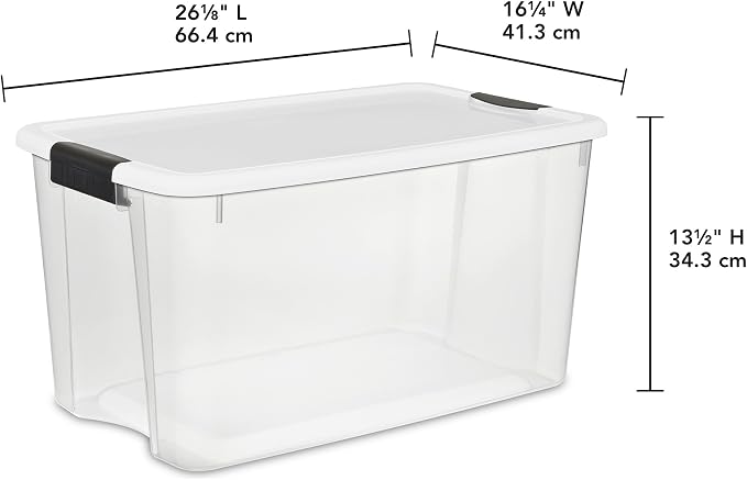 Sterilite 16-Pack Ultra Latching Box, Storage Bins with Lids, Clear Plastic, 70 Quart - Heavy-Duty Organizing Containers for Closet, Bathroom, and Office - Image 3