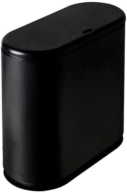 Sooyee 10 Liter Rectangular Plastic Trash Can Wastebasket with Press Type Lid,2.4 Gallon Garbage Container Bin for Bathroom,Powder Room,Bedroom,Kitchen,Craft Room,Office (Black) by Sooyee