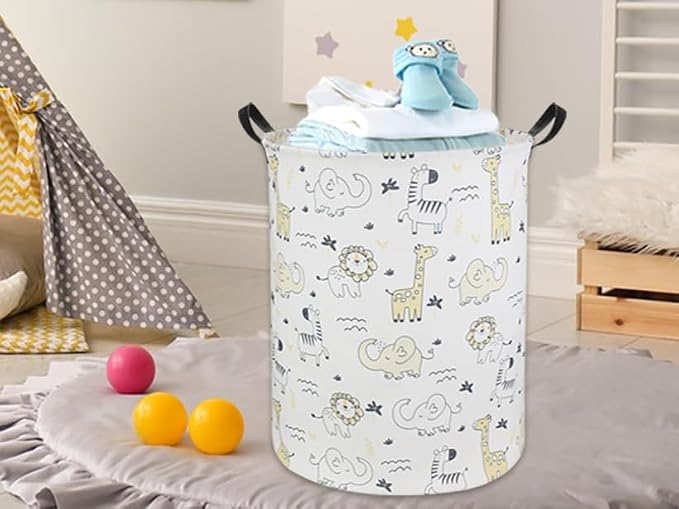HIYAGON Baby Laundry Hamper Basket Baby Hamper for Nursery Boy and Girl Cute Kids Toys Storage Bin Organizer Animal Room Decor(Animals) - Image 2