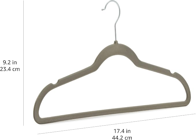 Amazon Basics Slim Velvet Non-Slip Space Saving Suit Clothes Hangers, Closet Organizer, Gray/Silver, 50-Pack - Image 6