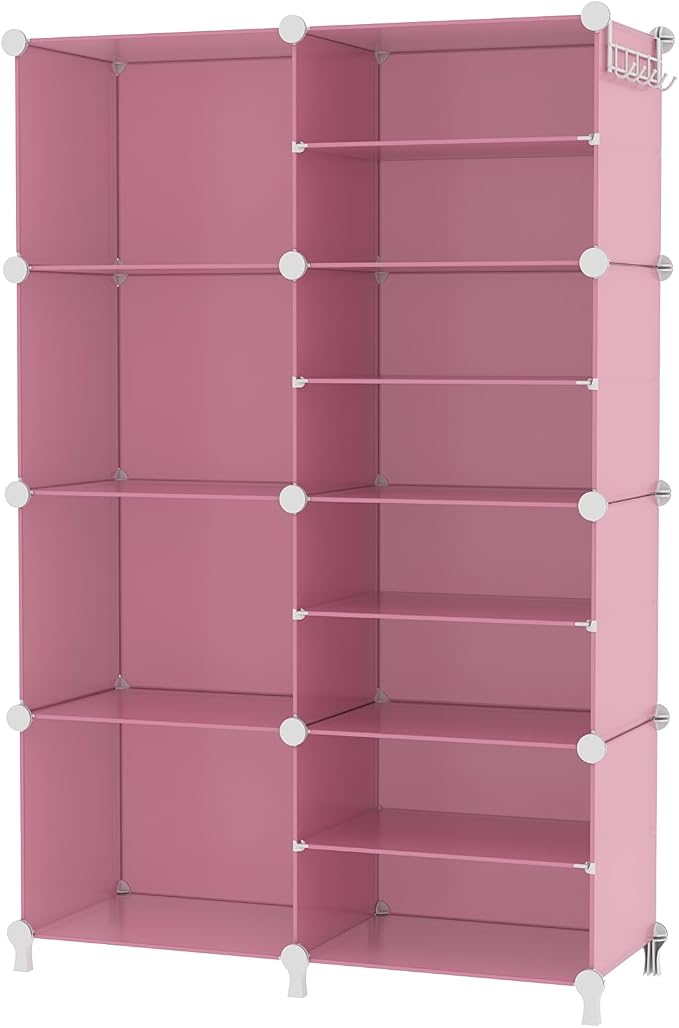 AWTATOS Closet Organizer 8 Cube Storage Shelves Clothes Organizers Closet Storage Stackable Cubby Shelving for Closet Bedroom Living Room Pink by AWTATOS
