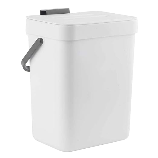 LALASTAR Mini Desktop Trash Can with Lid, Small Countertop Garbage Can, Plastic Tiny Tabletop Wastebasket for Office/Kitchen/Coffee Table, 3L/0.8 Gal, White by LALASTAR