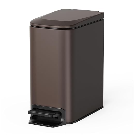 Cesun Small Bathroom Trash Can with Lid Soft Close, Step Pedal, 6 Liter / 1.6 Gallon Stainless Steel Garbage Can with Removable Inner Bucket, Anti-Fingerprint Finish (Brown) by Cesun