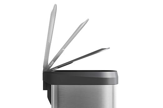 Garvee 13 gal / 50 L Stainless Steel Trash Can with Lid, Large Garbage Can for Kitchen, Rustproof Step-on Kitchen Metal Trash Bin with Liner Rim, Rear Handle, Soft Close Plastic Lid, Silver - Image 5
