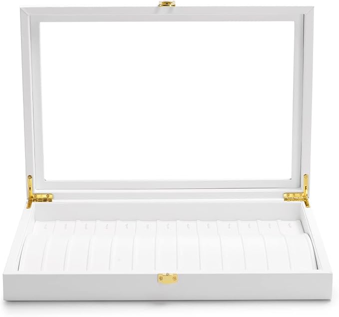Oirlv White Leather Acrylic Lid Jewelry Necklace Organizer Box Necklace Bracelet Display Holder Case Drawer Insert Women Gift by Oirlv