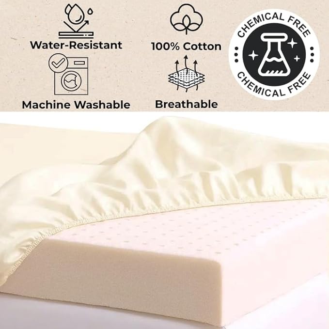 ORGANIC TEXTILES Water-Resistant Fitted Sheet Baby Mattress Liner Pad Protector - 100% Organic, GOTS Certified - Playard (38"x26") - Pack of 1