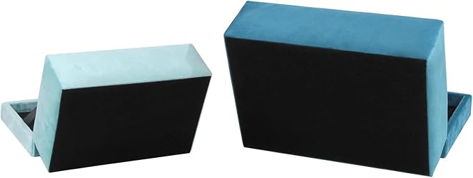 HofferRuffer Velvet Jewelry Boxes Decorative Boxes, Storage Accessory Organizer Boxes with Elegant Handle Decor, Classic Velvet Set of 2 Pieces (Blue) - Image 9
