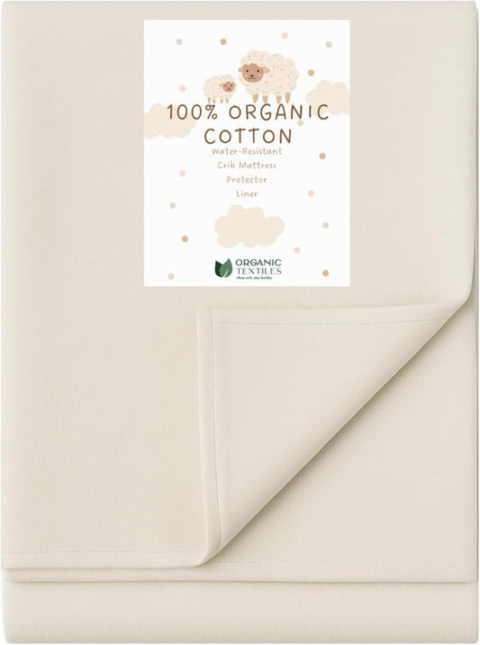 ORGANIC TEXTILES Water-Resistant Flat Sheet Baby Mattress Liner Pad Protector - 100% Organic, GOTS Certified - Full Standard Crib (52"x28") - Pack of 1