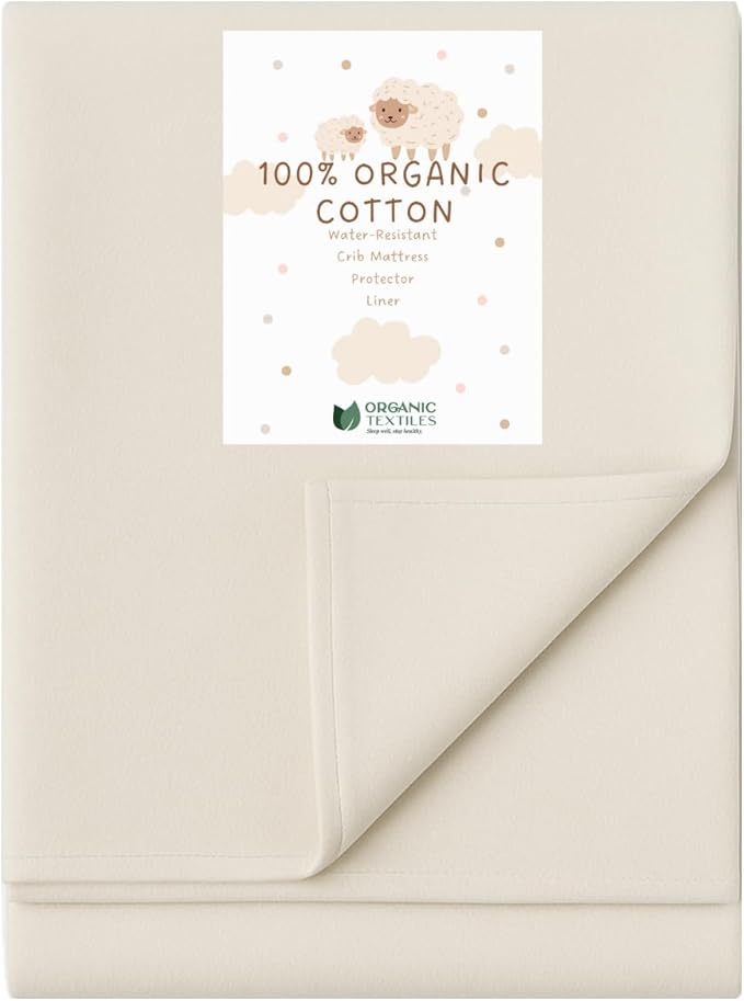 ORGANIC TEXTILES Water-Resistant Flat Sheet Baby Mattress Liner Pad Protector - 100% Organic, GOTS Certified - Mini Sleeper (31"x18") - Pack of 1