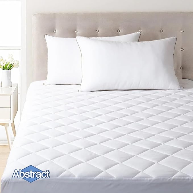 Abstract Mattress Pad - Quilted, Fitted Mattress Cover - Breathable Soft Cotton Cooling Mattress Protector for RV/Travel Trailer - Pillow Topper Bed Protector- 44x75, White