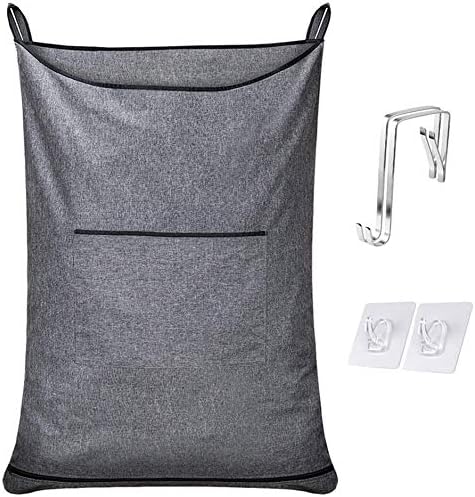 XL Hanging Hamper, Over The Door Hamper with Free Hanging Hooks, Space Saving Over Door Laundry Bag and Laundry Basket for Storage, 2 Pack, (36x22Inch Pop Heather Grey) - Image 4