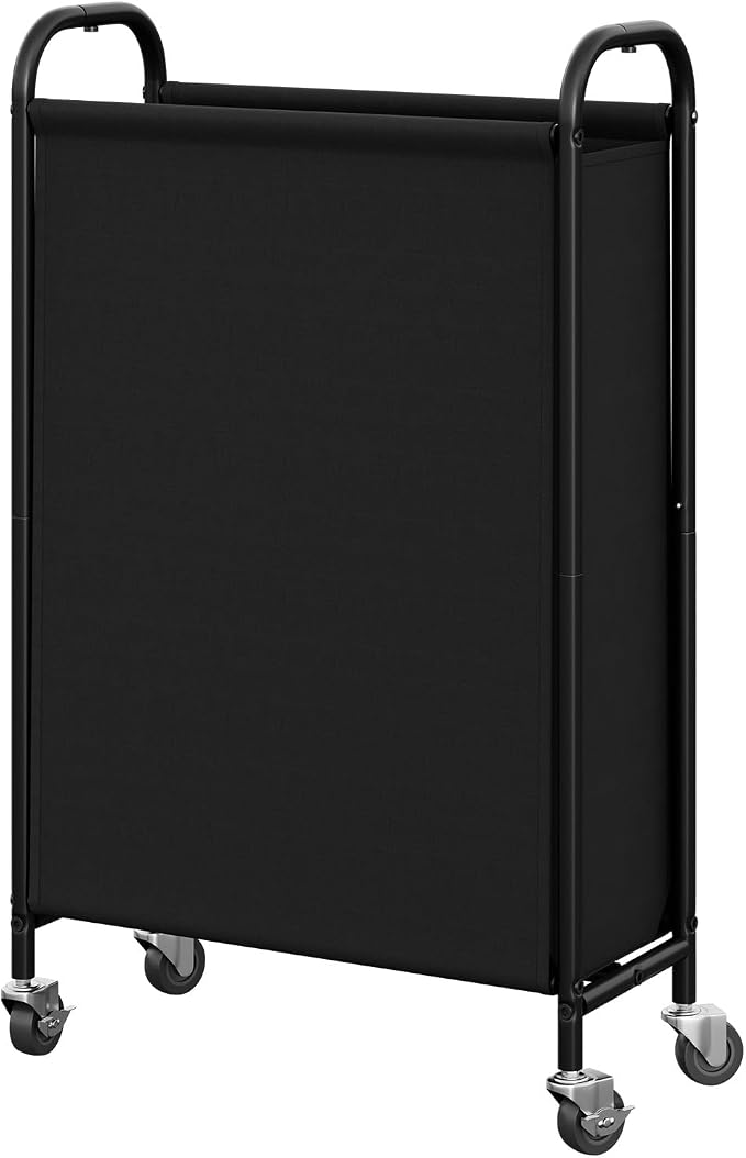 GRANNY SAYS 80L Slim Laundry Hamper with Silent Brake Wheels, Sturdy Metal Frame & Handle, Rolling Laundry Basket for Laundry Room, Bedroom, Bathroom, or RV – Great for Singles or Couples, Black by GRANNYSAYS