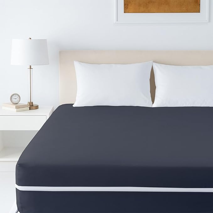 Mattress Protector Twin XL Size 100% Waterproof Zippered Cover, 15 Inches Deep, Six-Sided Mattress Encasement for Bed, Zipper Closure Style (Dark Grey)