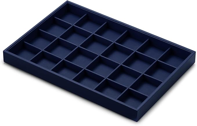 Oirlv Stackable Premium Leather Jewelry Trays 24 Grid Jewelry Organizer for Drawer Rings Earrings Holder Organizer - Image 6