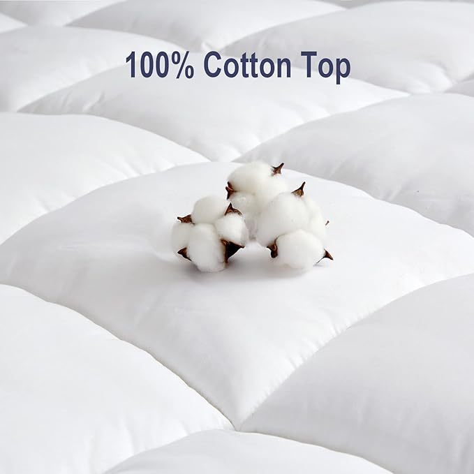 HYPREST Mattress Topper Twin, Extra Thick Down Alternative Mattress Topper 1300 GSM, 100% Cotton Cooling Soft Quilted Plush Pillow Top Mattress Pad 8-24"