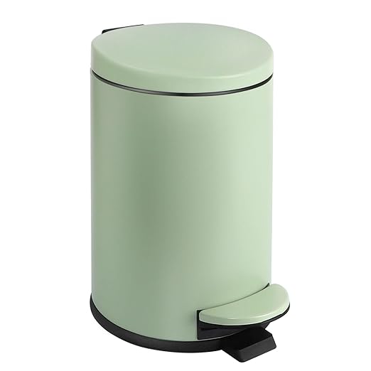 TIPGO Small Trash Can with Lid Soft Close, 4.5 Liters / 1.2 Gallon Bathroom Garbage Can, Mini Step Trash Bin, Stainless Steel Wastebasket for Bathroom, Bedroom, Office (Green) by TIPGO