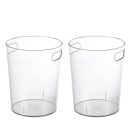 Anyoifax Small Trash Can Plastic Wastebasket 1.5 Gallon Round Garbage Container Bin with Handles for Bathroom, Bedroom, Kitchen, College Dorm, Office, Craft Room - Clear, 2 Pack by Anyoifax