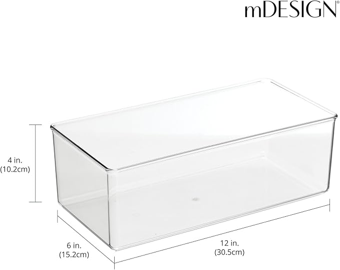 mDesign Long Plastic Drawer Organizer Box, Storage Organizer Bin Container; For Closets, Bedrooms, Use for Leggings, Socks, Ties, Jewelry, Accessories - Lumiere Collection - 6 Pack - Clear - Image 4