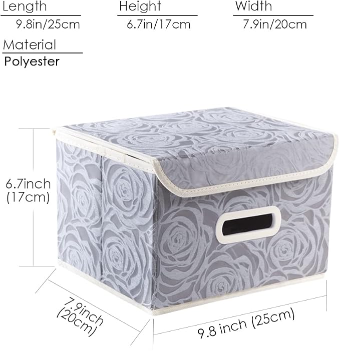 PRANDOM Collapsible Storage Boxes with Lids Fabric Decorative Storage Bins Cubes Organizer Containers Baskets with Cover Handles Divider for Bedroom Closet Living Room 9.8x7.9x6.7 Inch 3 Pack - Image 6