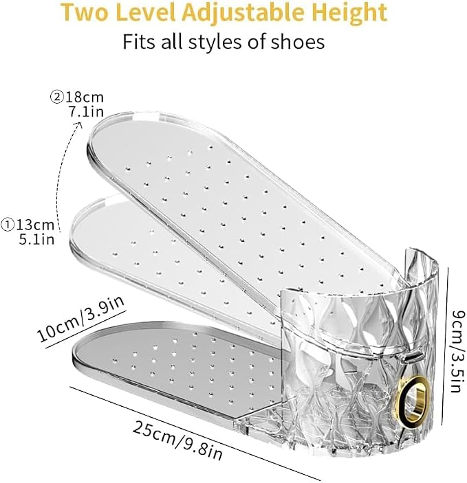 Shoe Slots Organizer, 15 Pack - Adjustable Shoe Stacker for Closet Storage, Clear Double Layer Space Saver, Durable and Stackable Shoe Holder for Sneakers Heels and Flat - Image 3