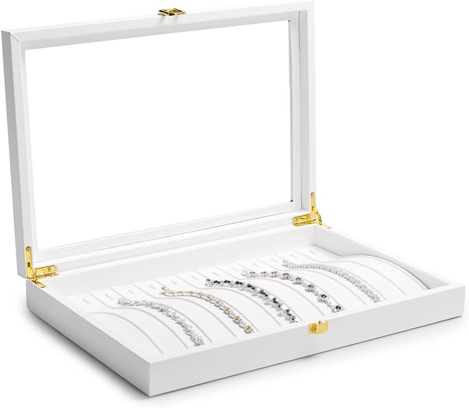 Oirlv White Leather Acrylic Lid Jewelry Necklace Organizer Box Necklace Bracelet Display Holder Case Drawer Insert Women Gift - Image 2