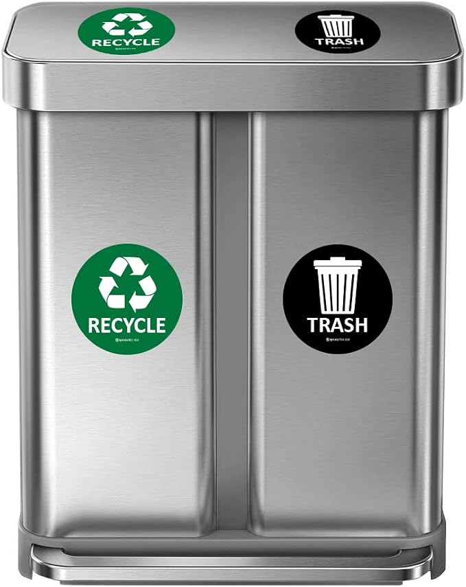 IGNIXIA (Pack of 04) Recycle & Trash Stickers Indoor & Outdoor Trash Bin Decals Recycle & Trash Symbols Sticker 4 X 4 Inches Self Adhesive Peel & Stick (Green/Black) - Image 3