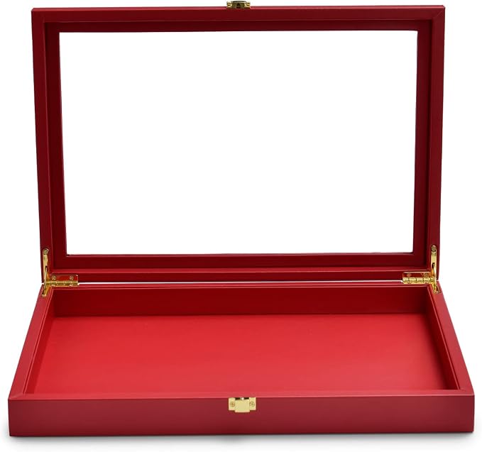 Oirlv Premium Red Leather Jewelry Tray with Acrylic Lid Jewelry Organizer Case Showcase Jewelry Display Organizer Box by Oirlv