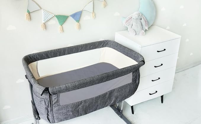 Bassinet Mattress Pad Cover, Fits 20” x 32” Dream On Me Lotus, AMKE Baby Bassinet and QUTANIX Beside Sleeper, 2 Pack, Ultra Soft Waterproof Breathable, White and Grey