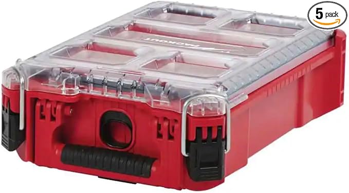Suitable for Milwaukee 48-22-8435 5-Bin Impact Resistant Polymer Packout Compact Organizer, red, black by Jenahuip