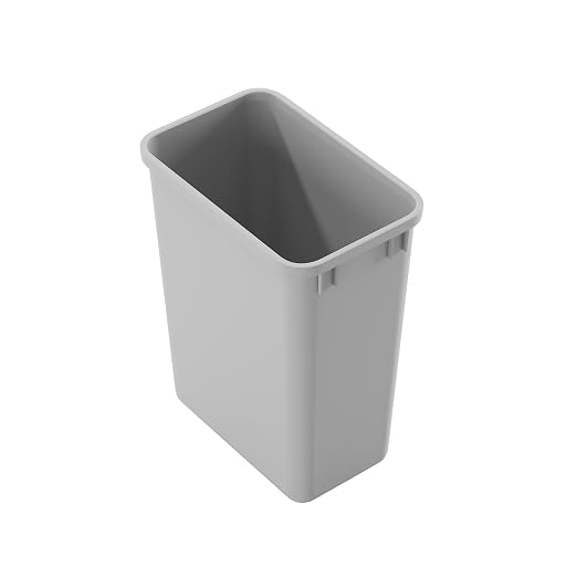 Dowell 35Qt Wastebasket Trash Container, 9Gal, Plastic, Stackable, for Kitchen/Bathroom/Office, Fits Under Sink/Desk - Grey (1, 35 QT) by DowellKitchenBath