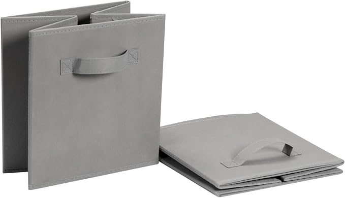 Amazon Basics Collapsible Fabric Storage Cube Bins Organizer with Handles for Organizing, Sturdy, Gray, 13 x 13 x 13 inch, 6-Pack - Image 4