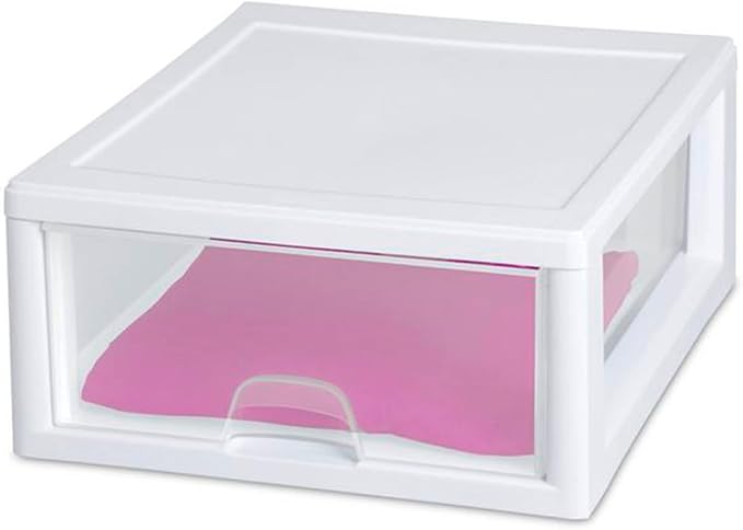 Sterilite 12-Pack 16 Quart Stacking Drawer, Clear Storage Closet Organizer, White Frame - Stackable Modular Plastic Drawers for Clothes, Accessories, Craft Supplies, Shoes or Linens - Image 9
