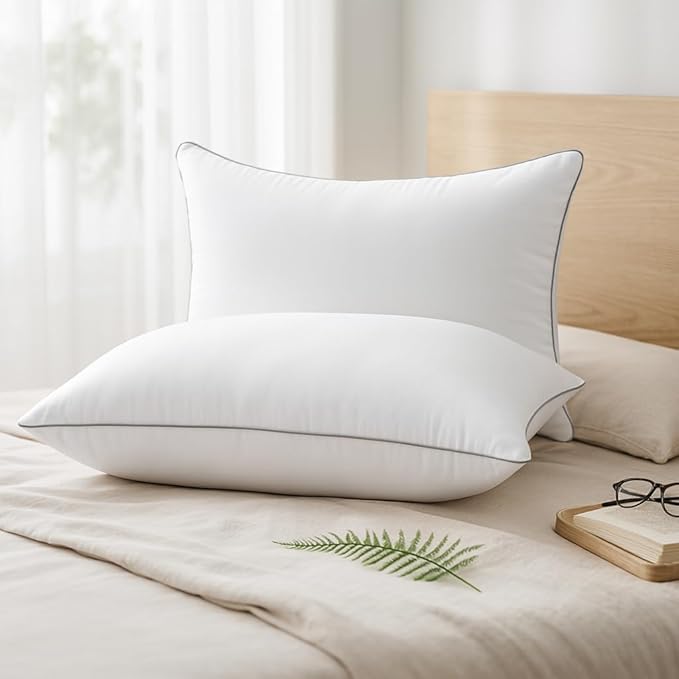 HUXMEYSON Pillows Standard Size Set of 2, Luxury Hotel Bed Pillows Set with Down Alternative Filling for Side and Back Sleepers